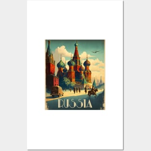 Saint Basil's Cathedral Russia Vintage Travel Art Poster Posters and Art